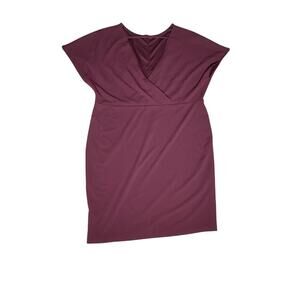 Women’s 12 Maggy London Plum Sheath Dress V-Neck Work Cocktail Classic